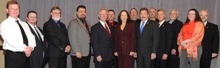 Sen. Maria Cantwell (D-WA), center, with delegates from Washington state and IP Newton Jones, fifth from left; IVP J. Tom Baca, fourth from left; AD-ISO Gary Powers, fourth from right; and IR Dave Bunch, at far right.