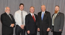 Rep. Steny Hoyer (D-5th MD), second from right, with (l. to r.) AD-SMDS Steve Beal; Matthew Malesick, Local 193; IP Newton Jones; and Keith Jones, L-193.