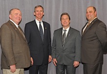 Rep. Daniel Lipinski (D-3rd IL), second from left, with (l. to r.) Benjamin Kosiek, Local 1; IR Pat Stefancin; and AIP Eugene Forkin.