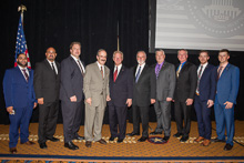 REP. ELIOT ENGEL (D-NY 16th), fourth from left, with IP Newton Jones, fifth from left; IST Bill Creeden, sixth from left; and members of the New York delegation.