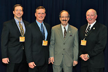 Rep. Eliot Engel (D-NY 17th), second from right, with Local 5’s Tom Ryan, Kevin O’Brien, and Tom Klein.