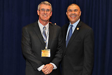 Rep. Lacy Clay (D-MO 1st), right, with Randy Cruse, Brotherhood Bank and Trust.