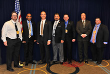 Rep. Rick Larsen (D-WA 2nd), third from left, with Mark Leighton, L-290; Ykalo Abraha, L 104; IVP J. Tom Baca; Fred Rumsey, L-242; Sheldon Murray, L-104; and Richard Jones, L-104.