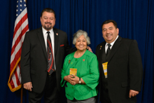 Rep. Gloria McCleod (D-CA -35th), with l. to r. IVP J. Tom Baca and IR-ISO Bobby Godinez Sr.