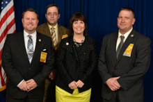 Rep. Betty McCollum (D-MN-4th), with L-647 delegates, l. to r., Derek McPheeters, Stacey Bendish, and Matt Olsen.