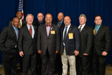 Rep. Don Payne (D-NJ-10th), center, with IP Newton Jones, third from left; and l. to r., Tony Sherman, Dave Gaillard, Robert Chowning, and Sean Harvey, L-19; and Jim Chew, Skip Redfield, and Jay Brophy, L-28.