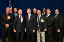 Rep. Rush Holt (D-NJ-12th), fourth from left, with IP Newton Jones, third from left, and lodge delegates from New Jersey and eastern Pennsylvania.