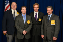 Rep. Brian Higgins (D-NY-26th), third from left, with l. to r. Marty Spencer, BNAP National Coordinator; Michael Bogue, L-7; and Dan DeCarlo, L-7.